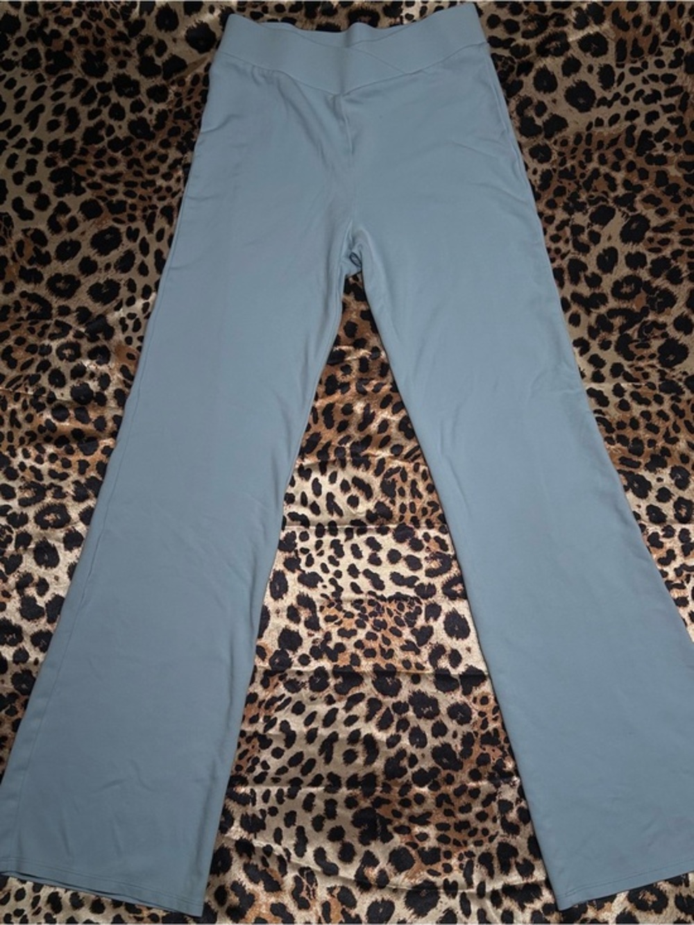 H&M Girls Light Blue Crossover Waist Flared Leggings